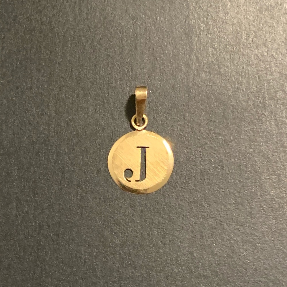 14K Yellow Gold J Initial pendant